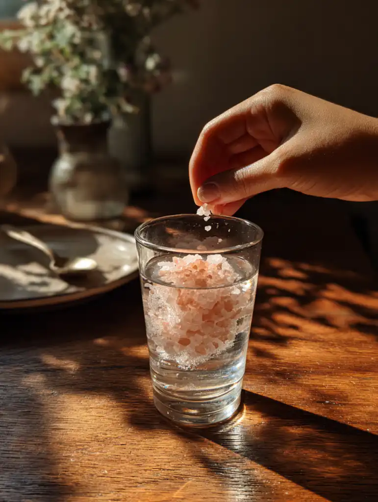 himalayan salt flush for weight loss step adding pink salt into warm water