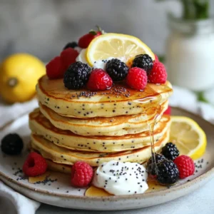 Lemon poppyseed protein pancakes fresh healthy breakfast