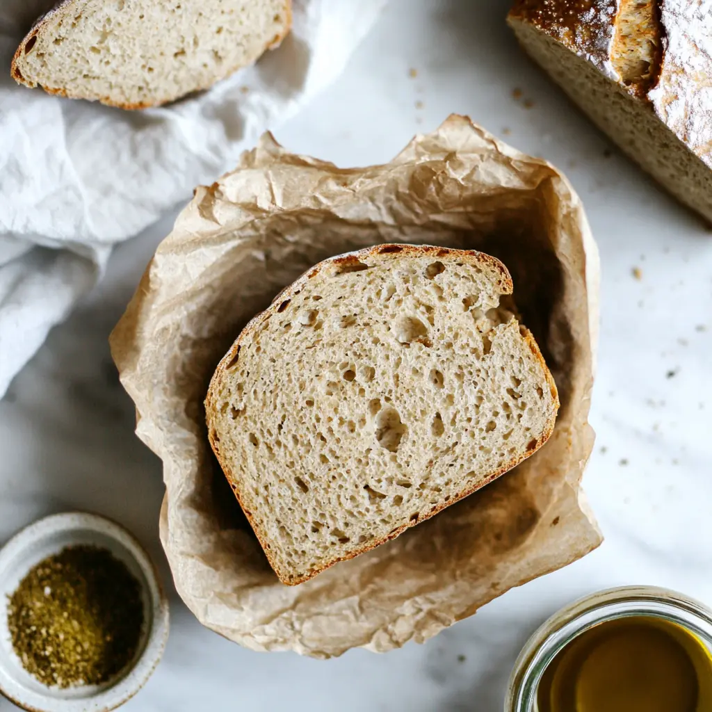 Sliced gluten-free bread with butter on a plate