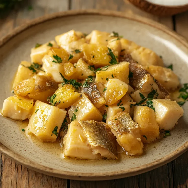 Natural Mounjaro Recipe – Ingredients: Cassava, Coconut, Dried Fish, Step-by-Step Process and Final Dish Image"
