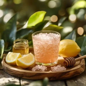 Himalayan pink salt crystals and water for health