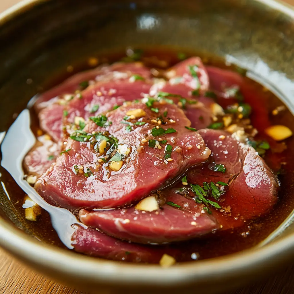Marinating beef for Jamaican Peppered Steak