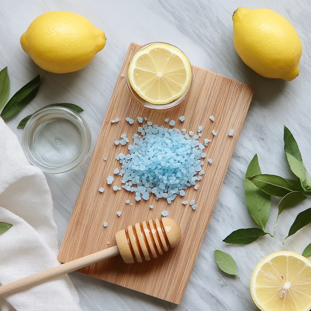Blue Salt Trick Recipe Card with ingredients and instructions