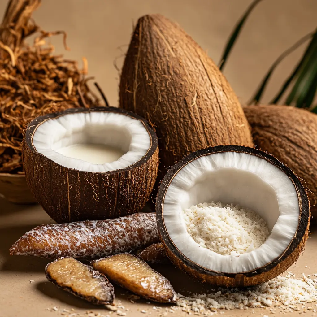 Natural Mounjaro Recipe – Ingredients: Cassava, Coconut, Dried Fish, Step-by-Step Process and Final Dish Image