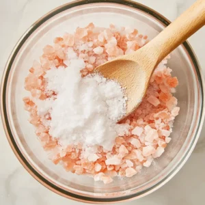 Mixing pink Himalayan salt and baking soda for the salt trick