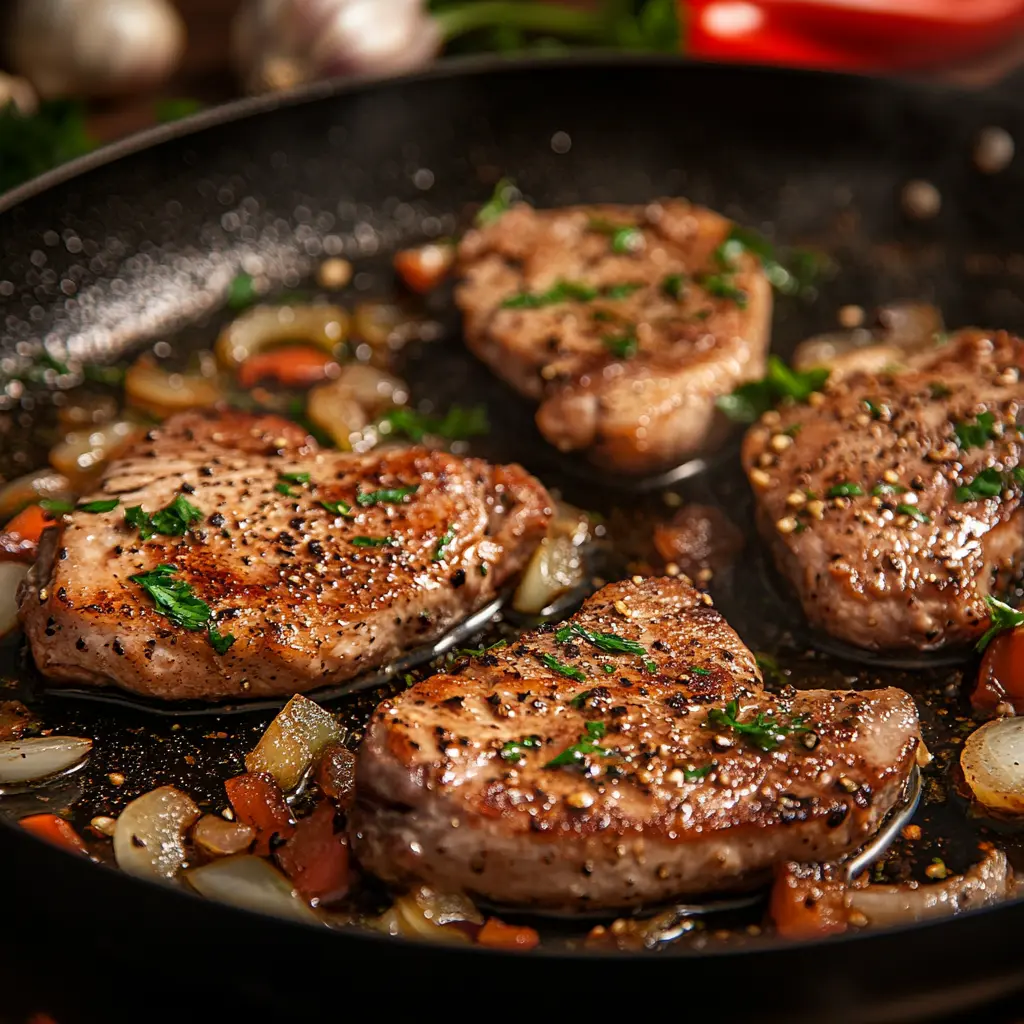 Searing chicken and vegetables in a pan for Brazilian Mounjaro.