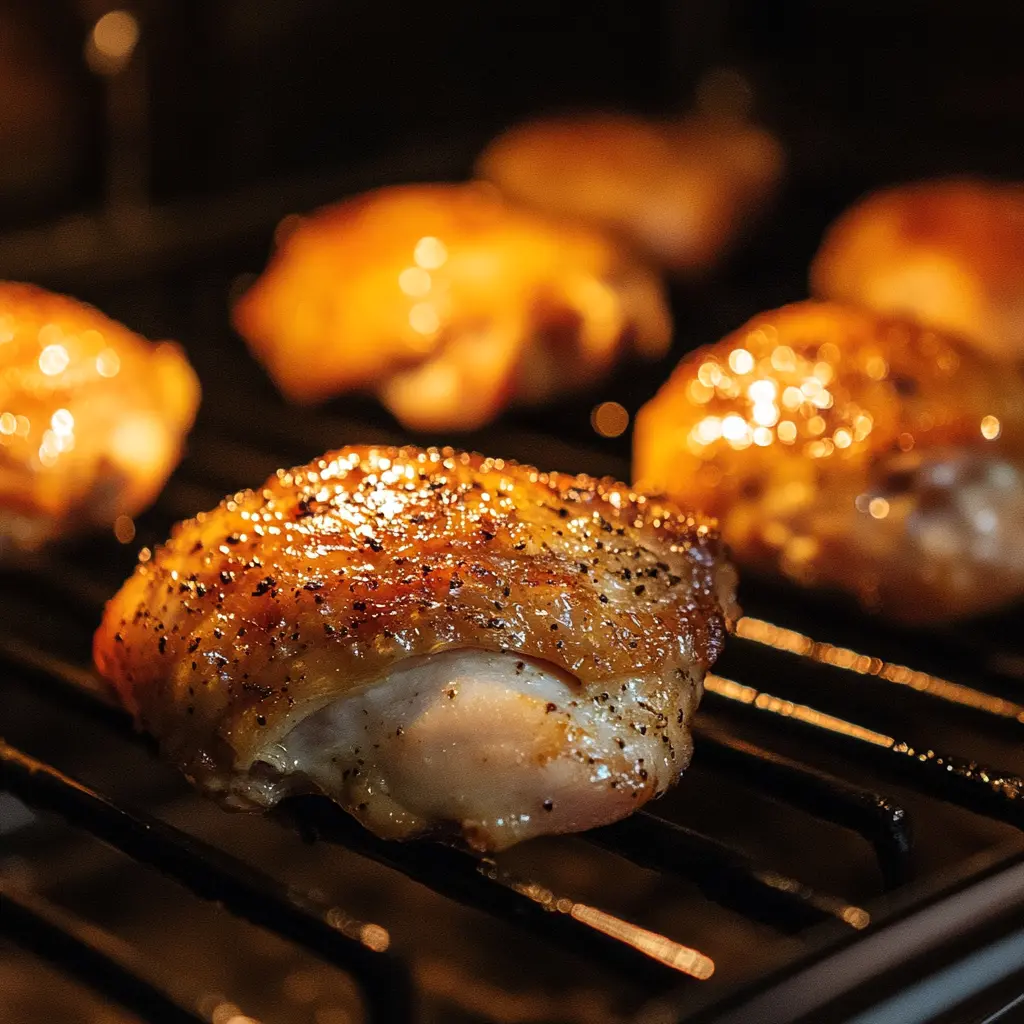 Baking the ranch chicken thighs in the oven until golden and crispy