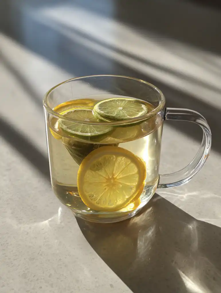 japanese mounjaro tea step steeping green tea with lemon in warm water