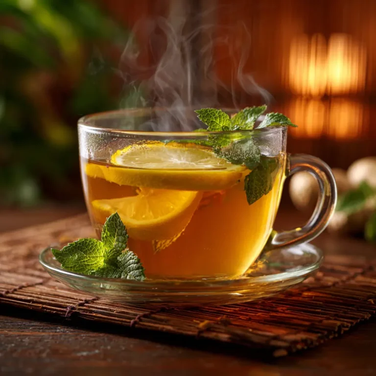 Adding fresh ginger and lemon to Japanese Mounjaro Tea for extra flavor and detox benefits