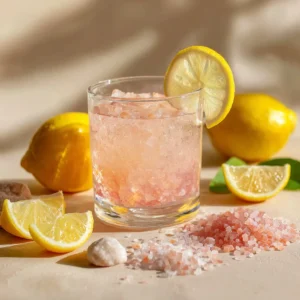 Refreshing pink salt weight loss drink with lemon