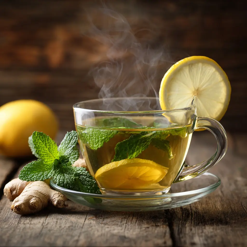 Final cup of Japanese Mounjaro Tea garnished with fresh mint, ready to help with weight loss and detox