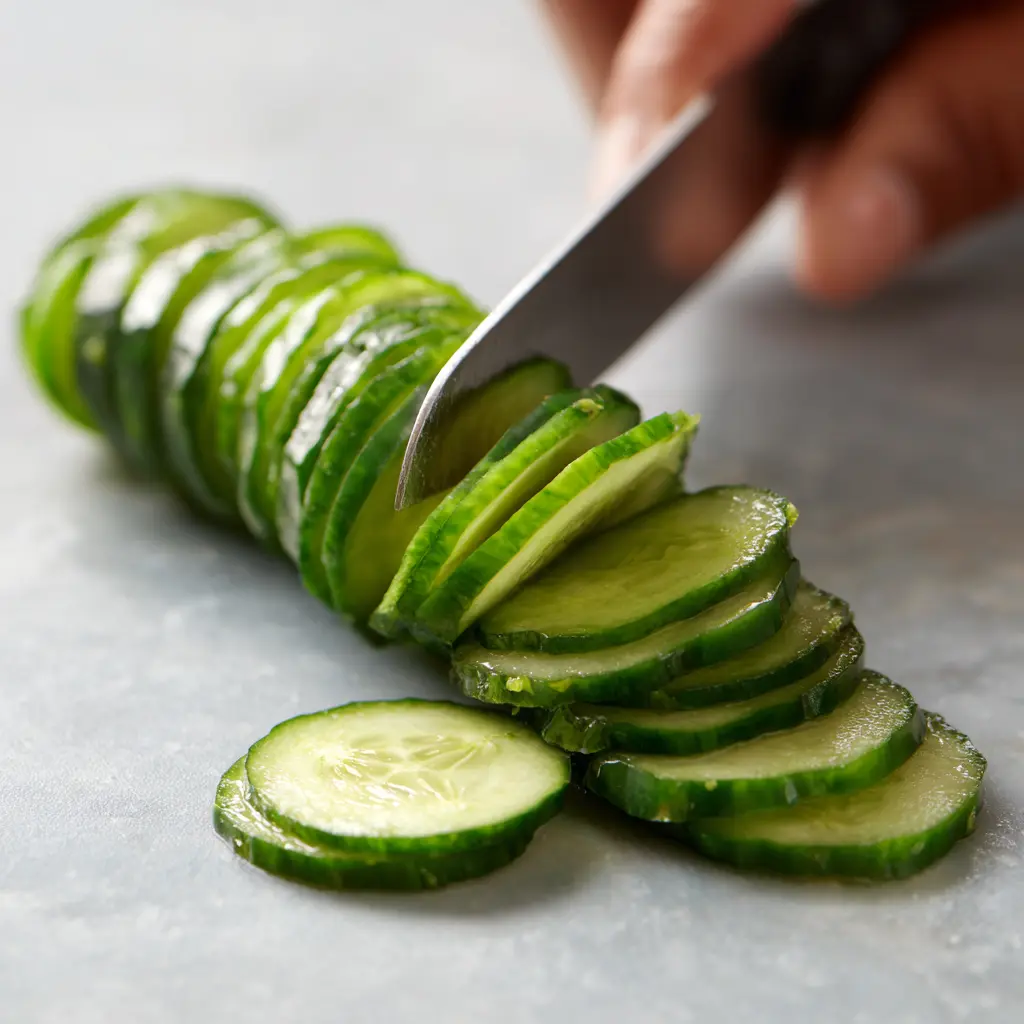 Step 1 - Slicing Cucumbers for Salad