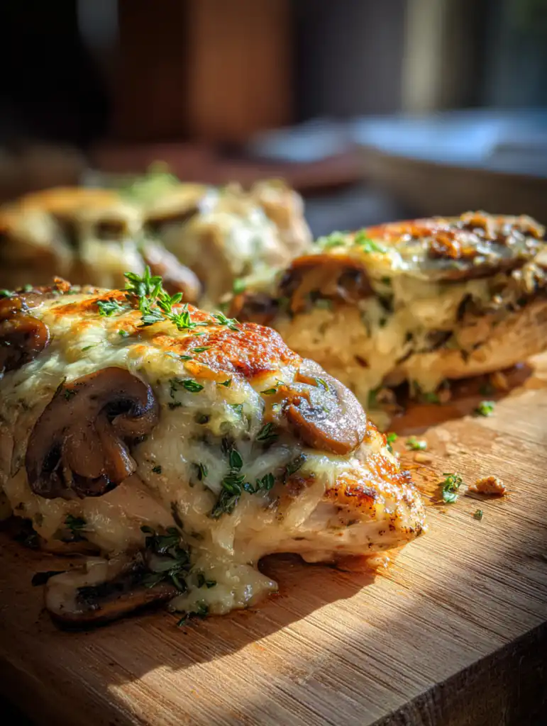 Cheesy garlic mushroom stuffed chicken preparation stuffing chicken with mushroom and cheese filling
