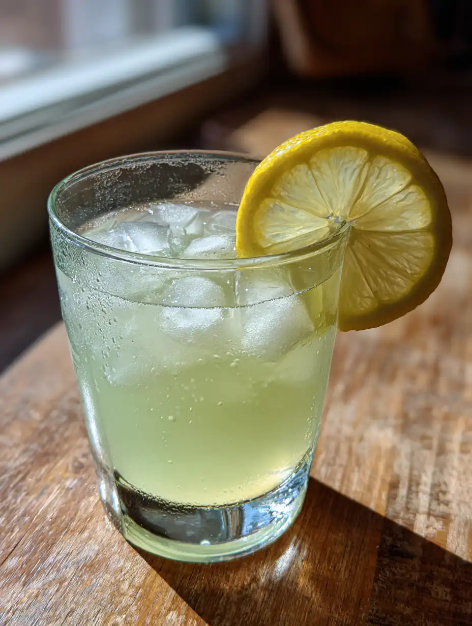 Japanese Mounjaro Review pickle brine lemon drink recipe served cold with ice and lemon slice in a glass