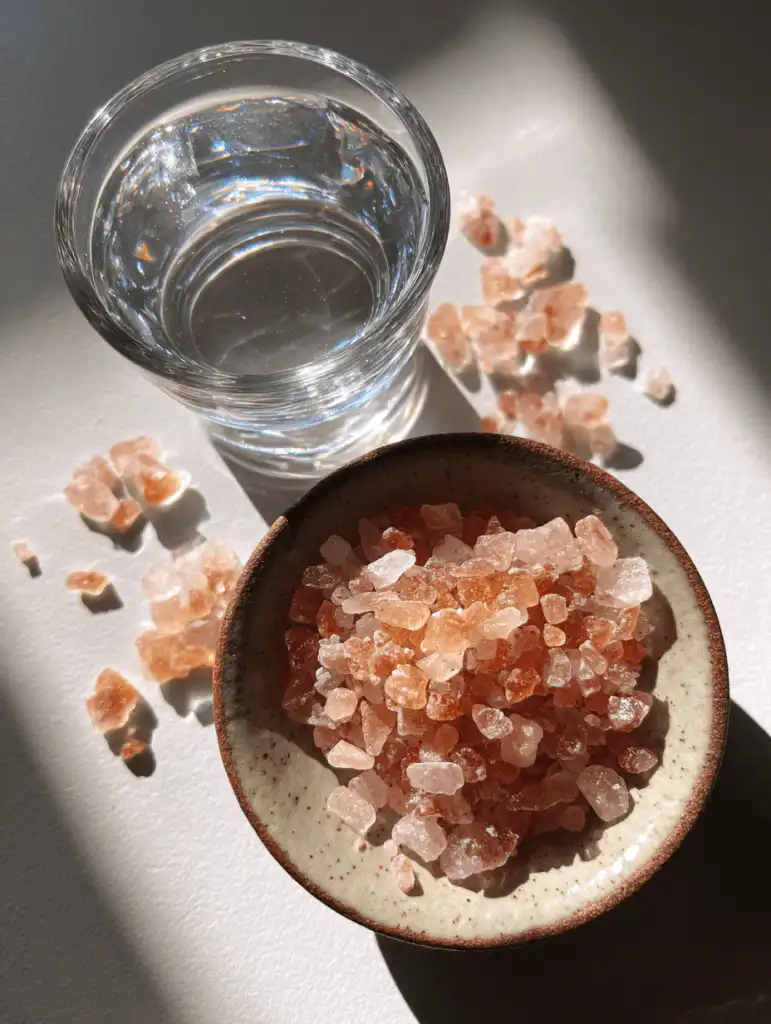 ingredients for pink salt diet recipe with lemon and water