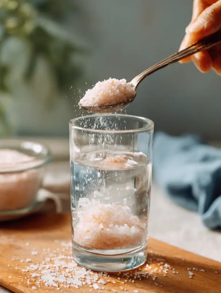 mixing pink salt diet recipe in glass