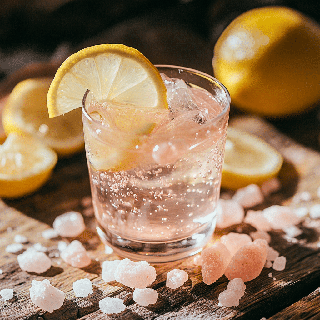 Pink Salt Weight Loss Drink – A refreshing glass of pink salt water with lemon and Himalayan salt.