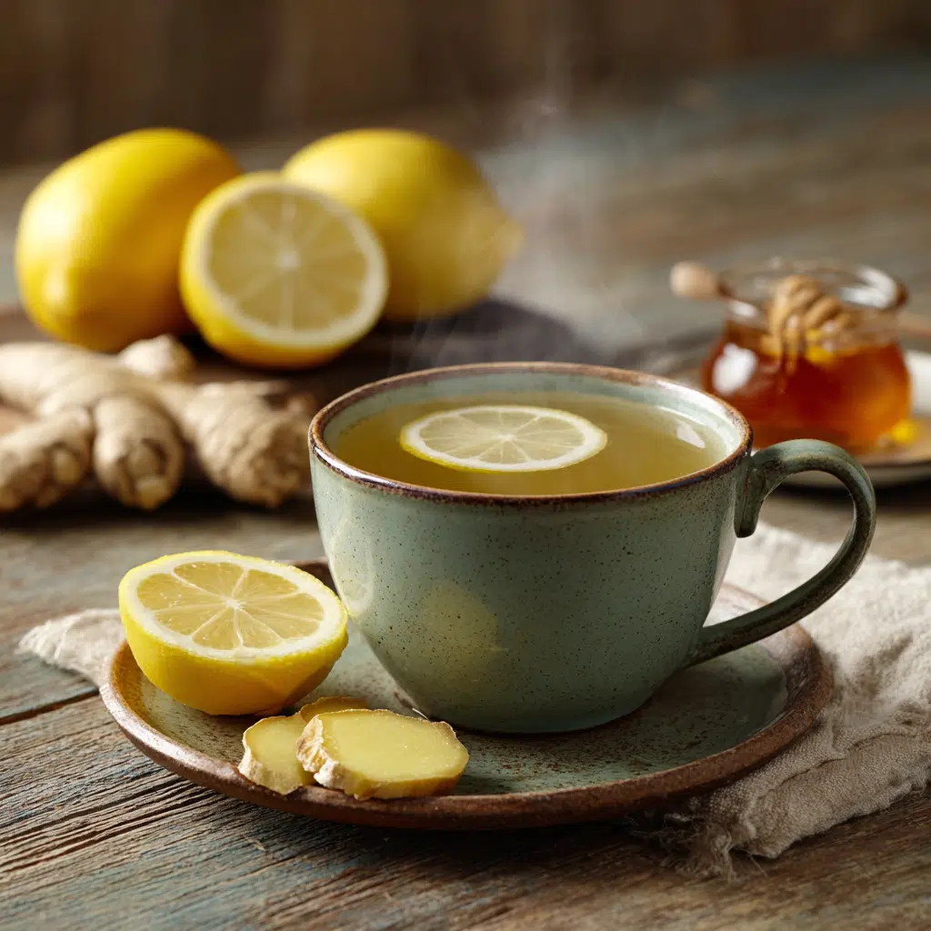 Bariatric Tea with green tea, ginger, and lemon, served in a cozy setting for weight loss and digestion.