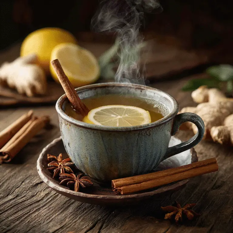 Serving Japanese Mounjaro with a slice of lemon and cinnamon garnish.