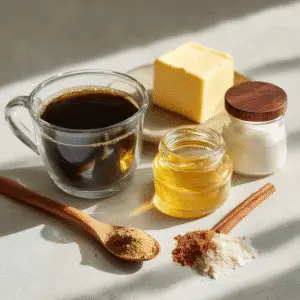 Ingredients for Coffee Loophole Recipe : Coffee, MCT Oil, Butter, Cinnamon