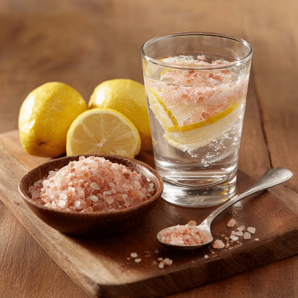 Oprah's pink salt recipe for weight loss with a pinch of Himalayan salt and warm water