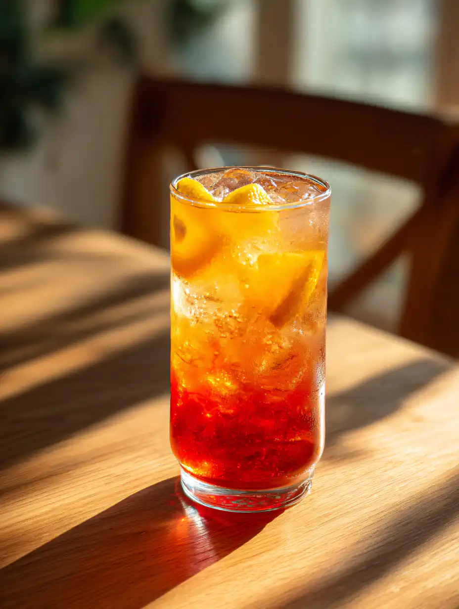 Loaded tea recipe colorful layered iced tea with citrus and berry flavors in clear glass