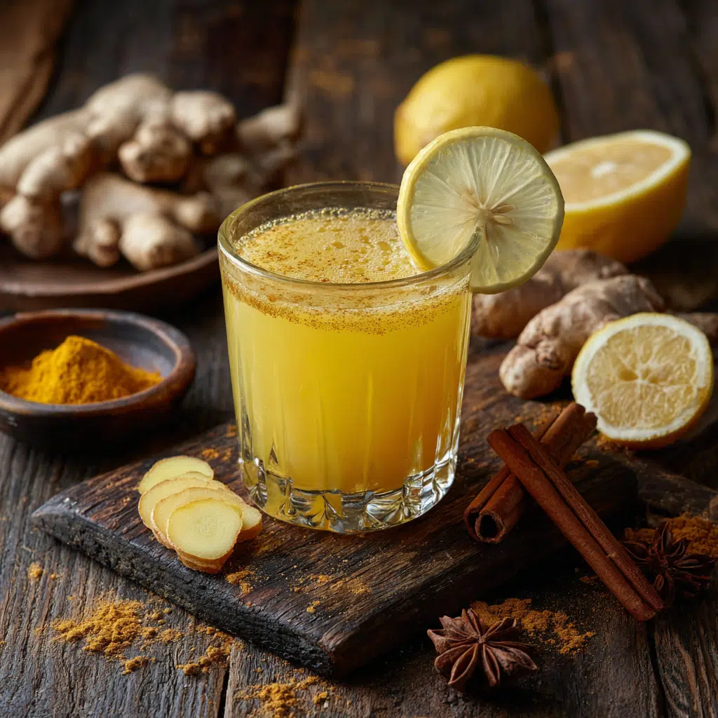 Serving of Natural Ozempic Drink with Ginger, Cinnamon, Lemon, and Apple Cider Vinegar