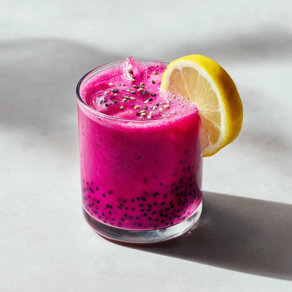Vibrant Starbucks Dragon Drink with coconut milk and lemon wedge, served on a clean countertop