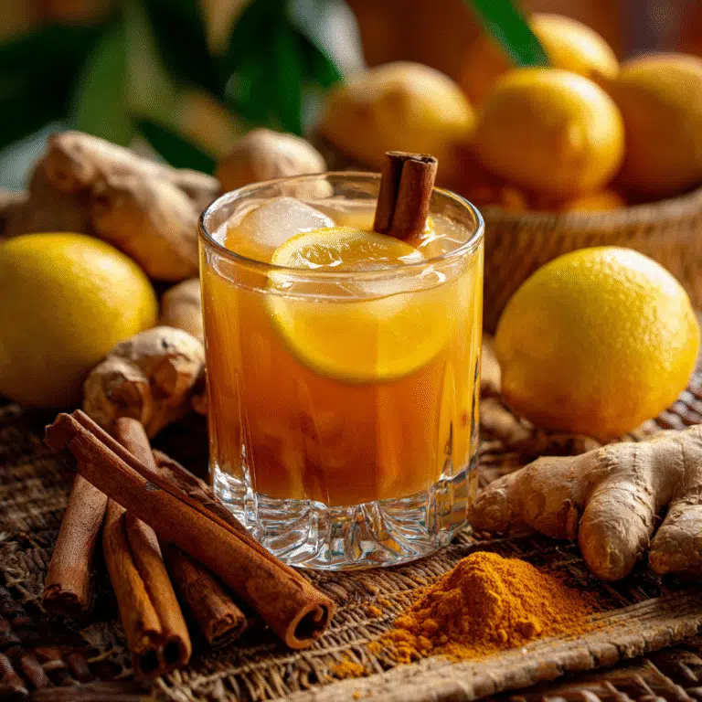 Natural Ozempic Drink with Apple Cider Vinegar, Cinnamon, Ginger, and Lemon for Weight Loss