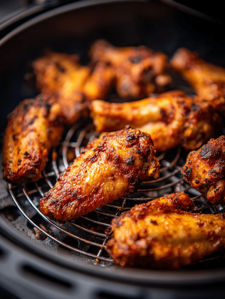 air fryer buffalo wings cooking crispy inside air fryer