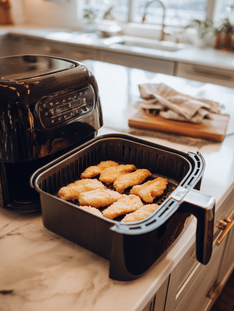 placing frozen chicken tenders in air fryer basket