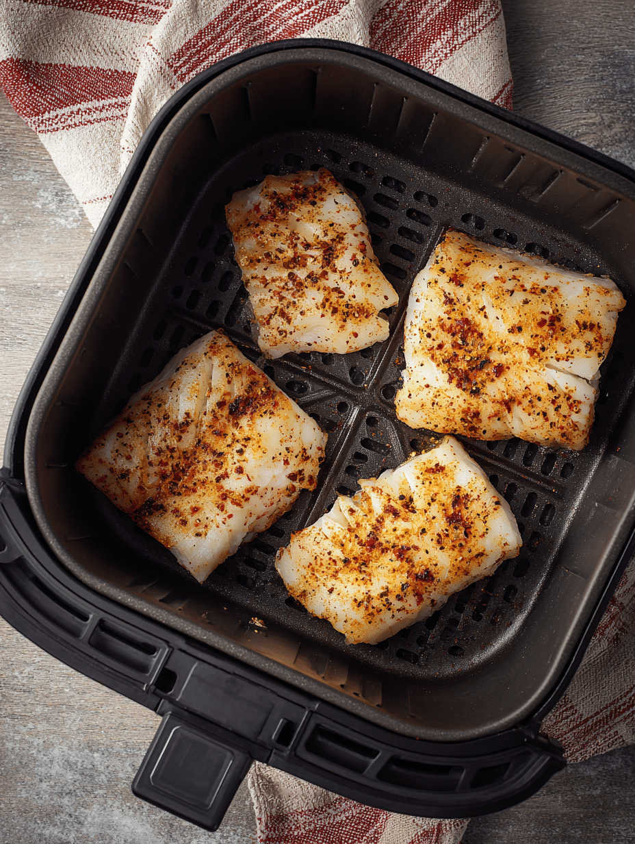 air fryer cod in basket before cooking