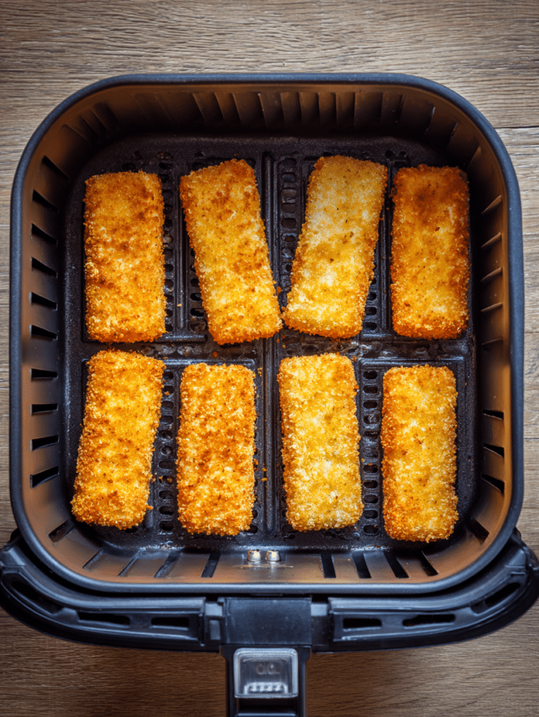 air fryer fish sticks in basket before cooking