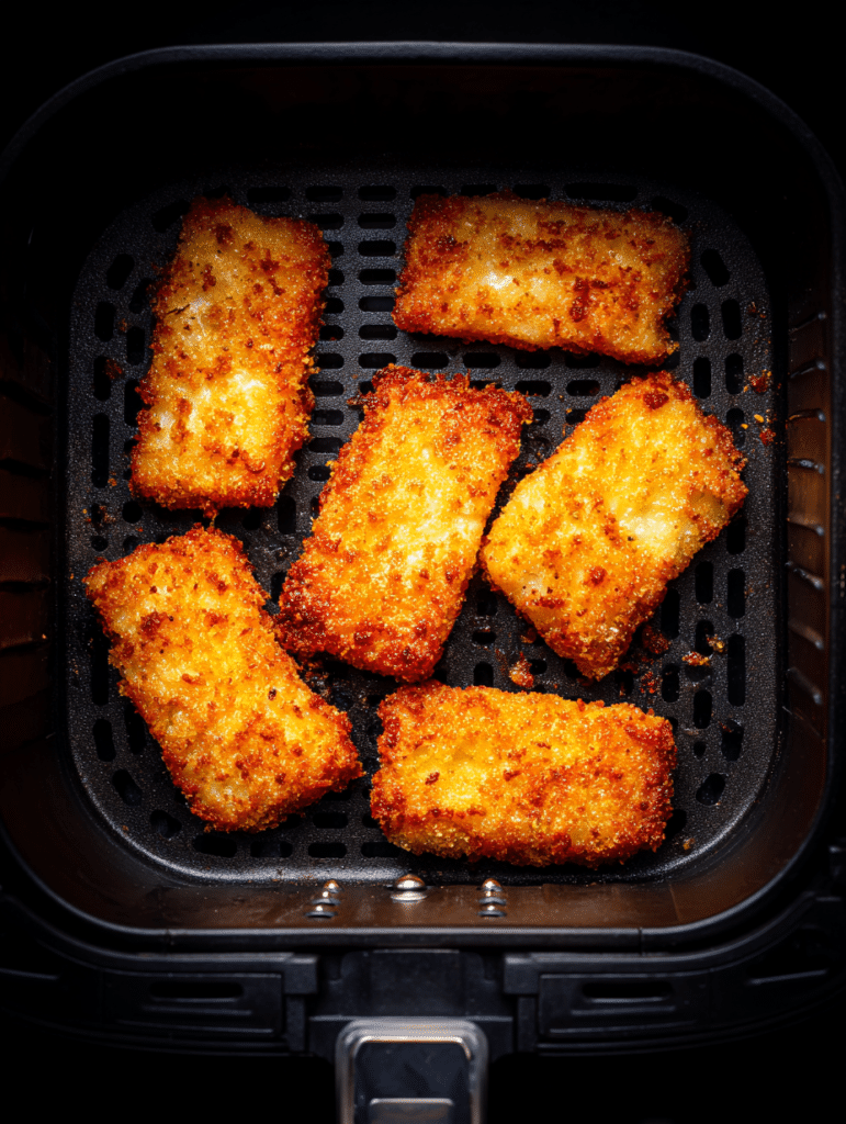 fish cooking in air fryer for fish tacos crispy texture