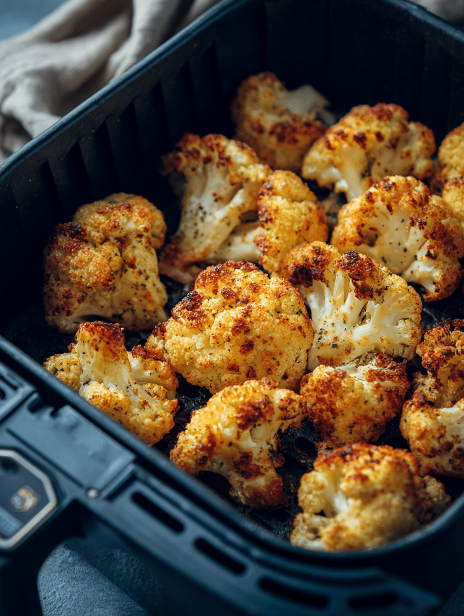 air fryer roasted cauliflower crispy florets