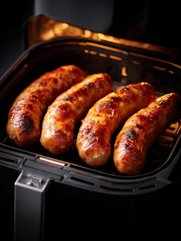 sausages cooking in air fryer