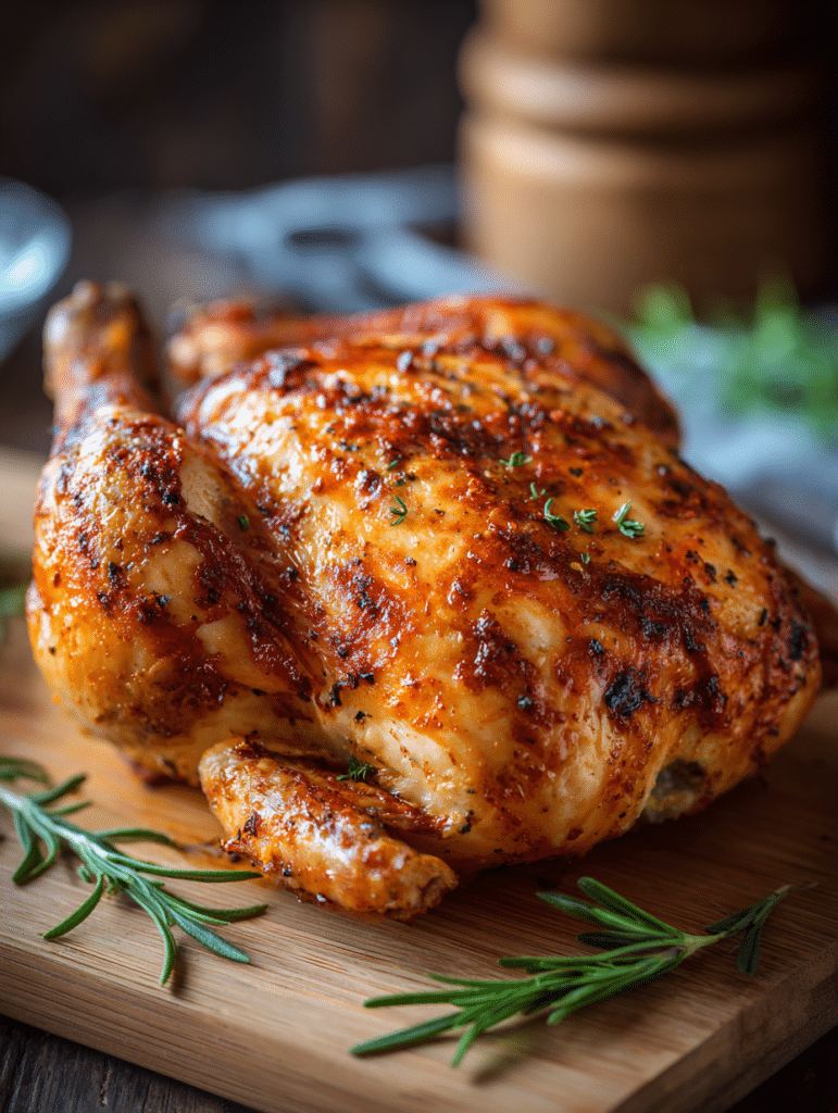 air fryer whole chicken crispy skin golden roasted