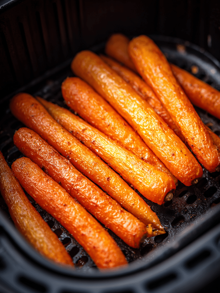 carrots cooking in air fryer basket