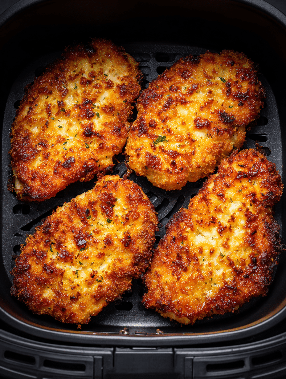 chicken cutlets in air fryer crispy and golden