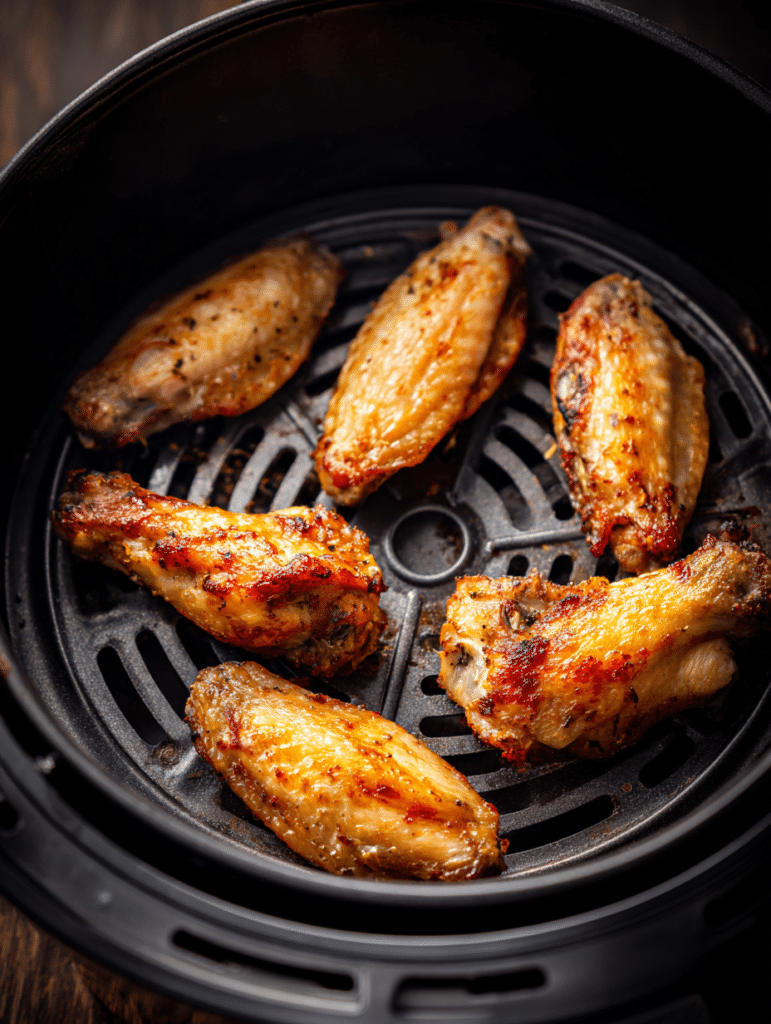 chicken wings air fryer recipe cooking in air fryer basket