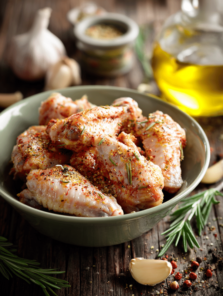 chicken wings air fryer recipe ingredients in bowl