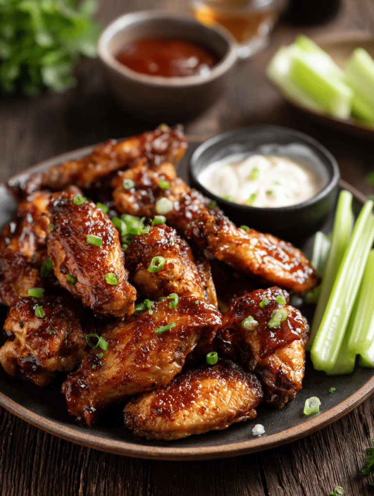 chicken wings air fryer recipe served with dips and sides