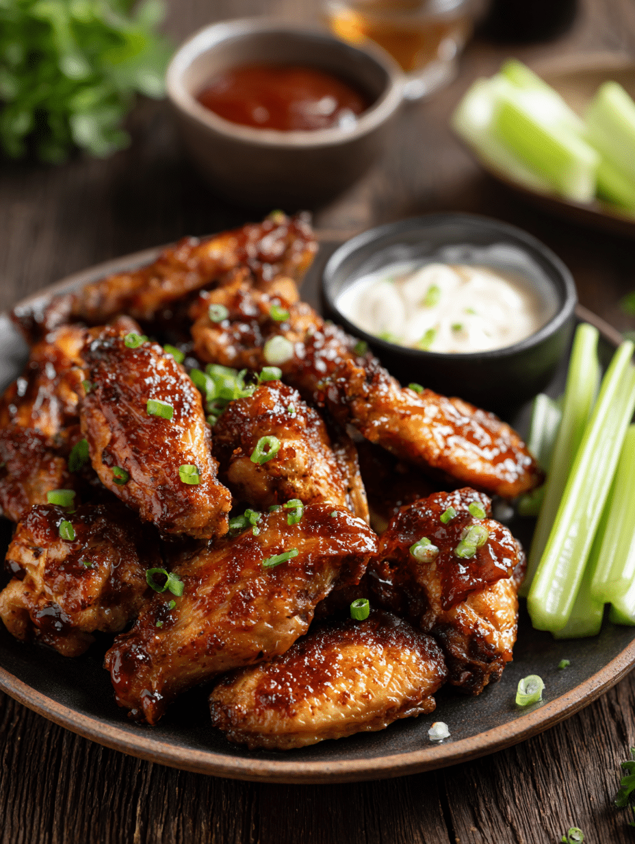 chicken wings air fryer recipe served with dips and sides