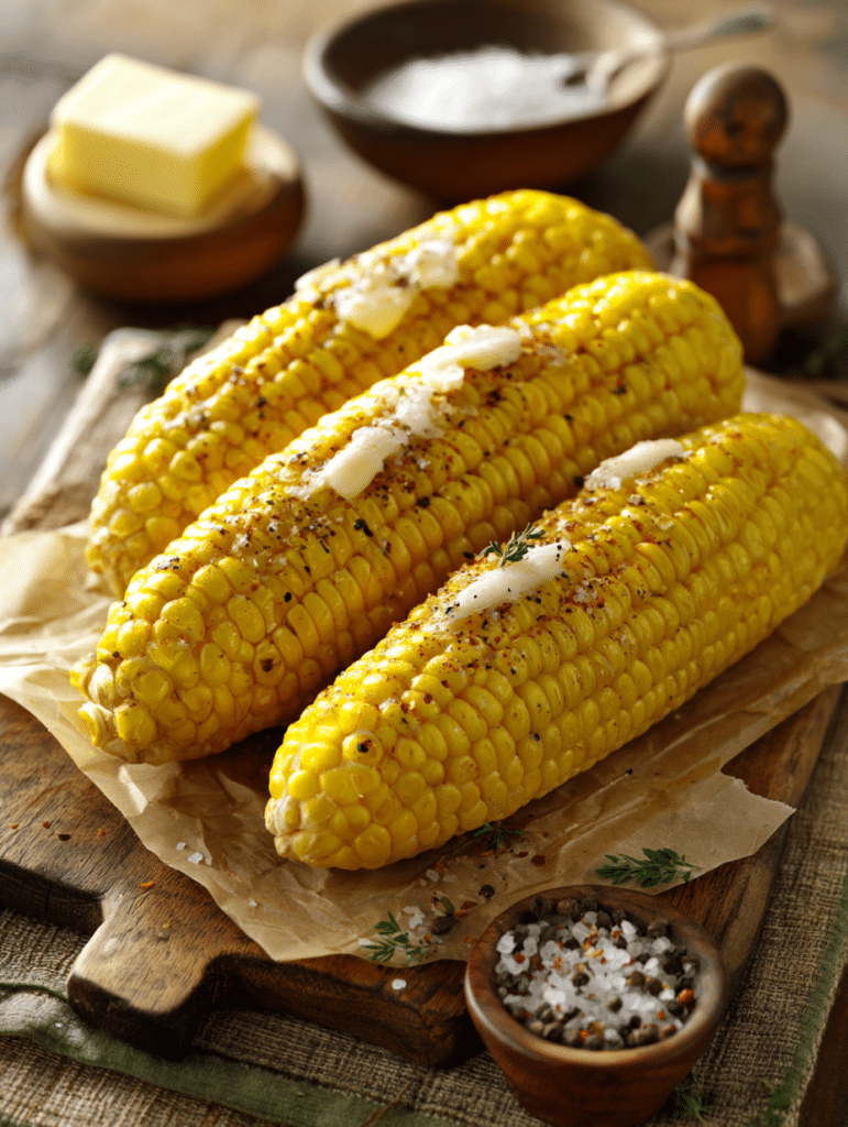 corn on the cob in air fryer ingredients with seasoning