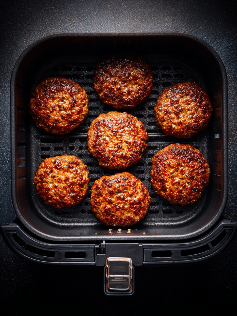 flipping frozen hamburger patties in air fryer