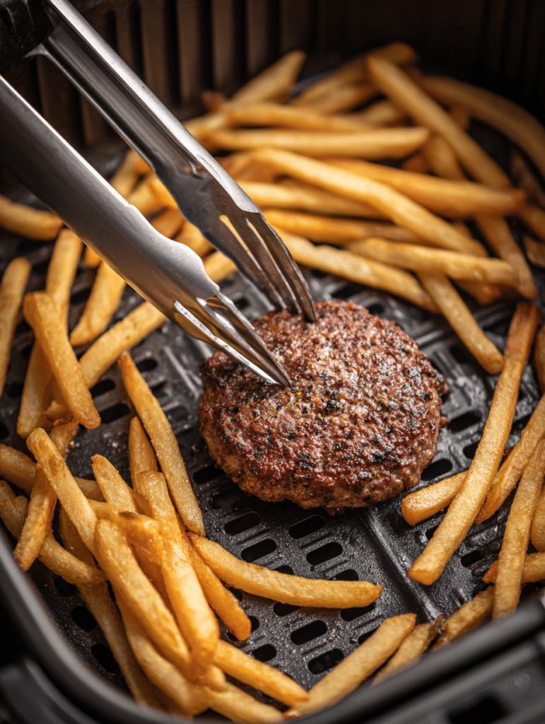 flipping frozen burgers in air fryer