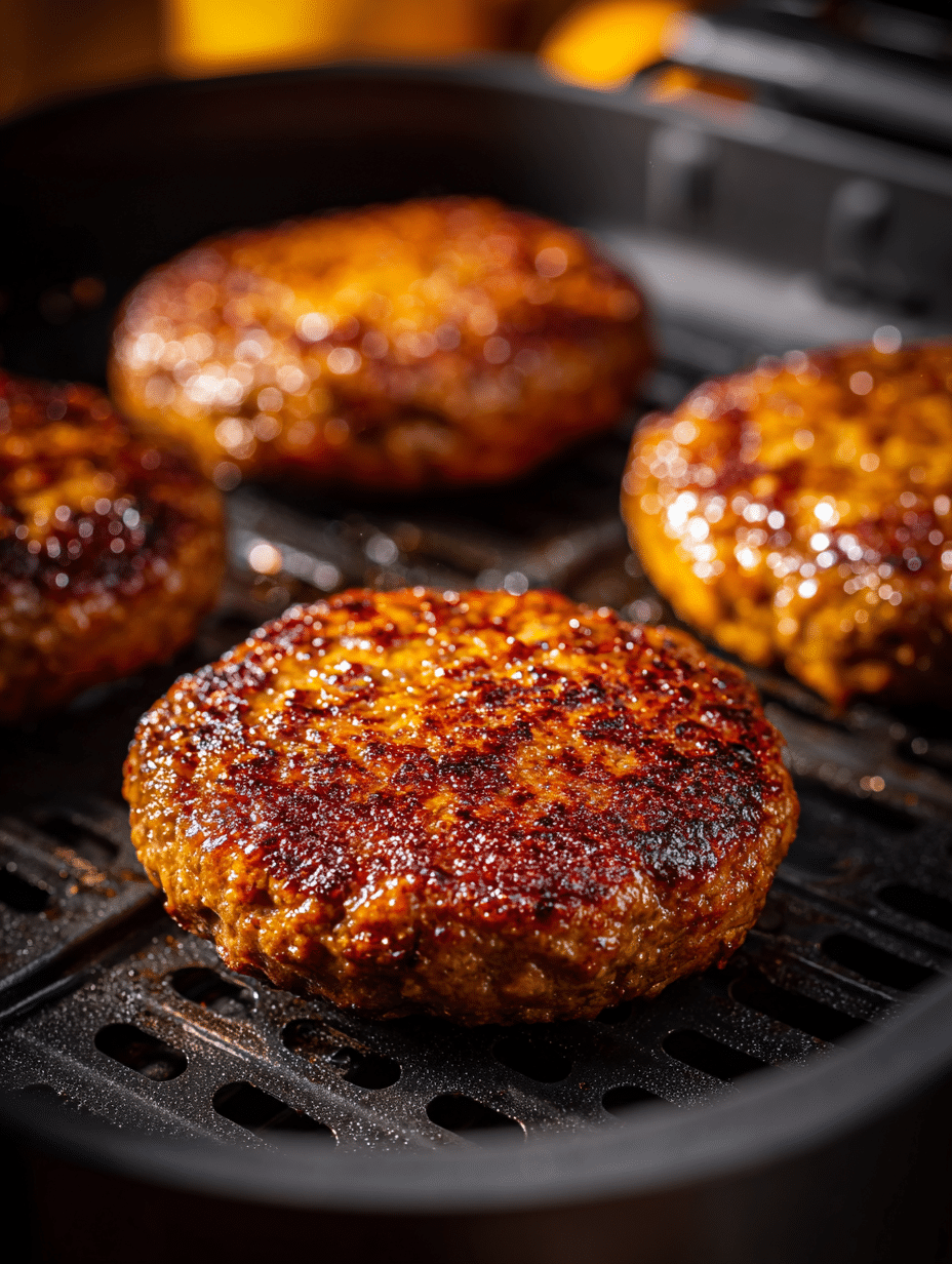 frozen hamburger patties in air fryer cooking evenly