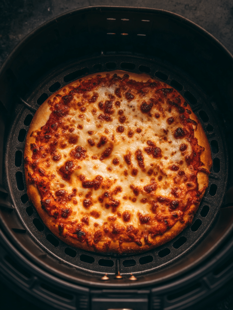 placing frozen pizza in air fryer basket