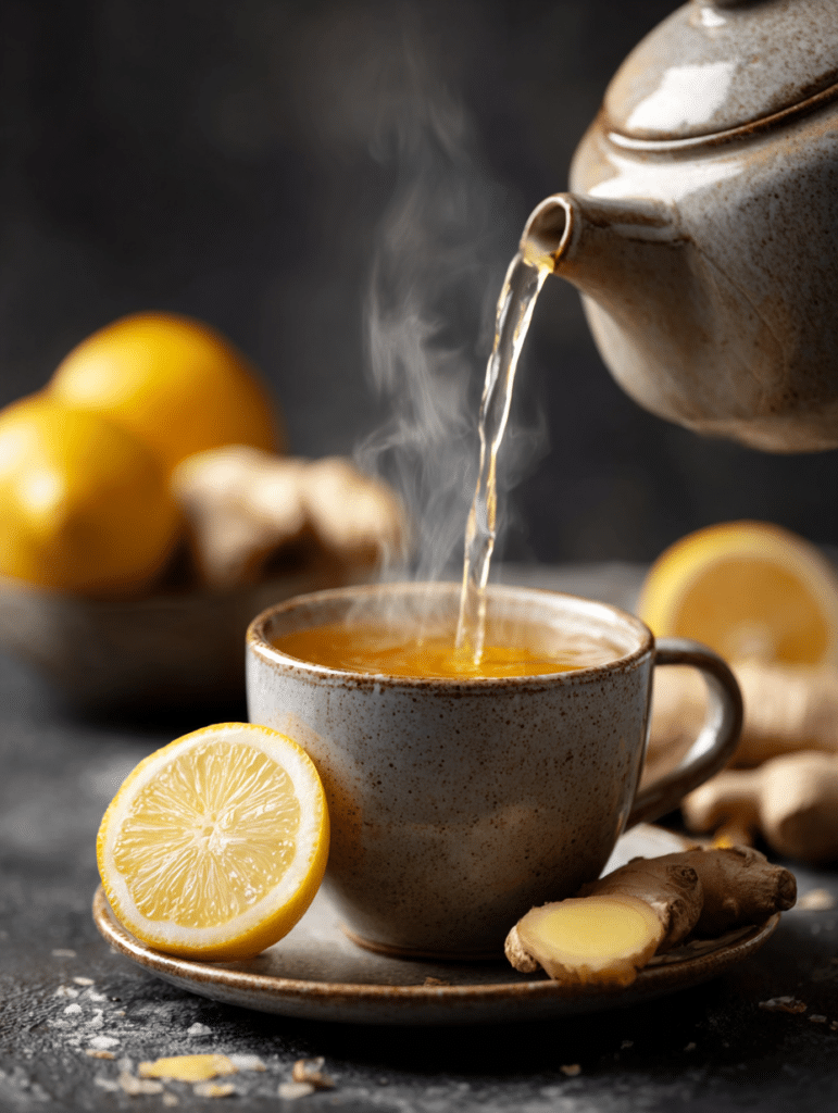 boiling ginger for lemon ginger tea