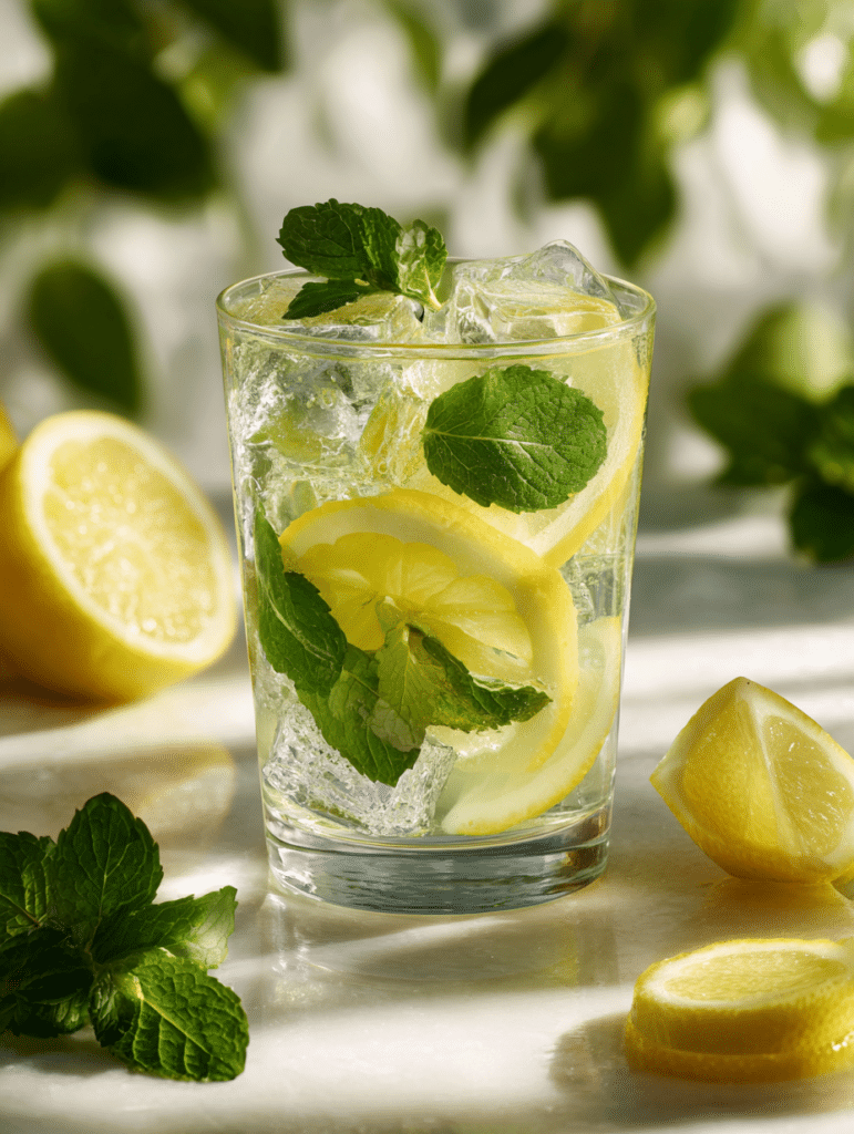 lemon mint drink refreshing homemade beverage